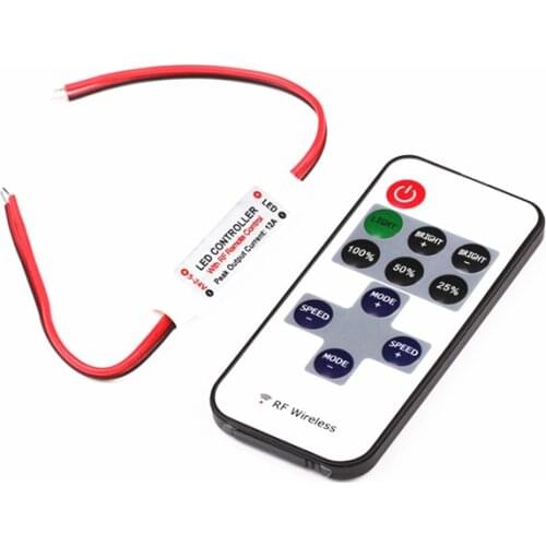 DC 12V Mini Led Controller Dimmer 433Mhz Wireless RF Remote Control For Single Color Strip Light 3528 5050