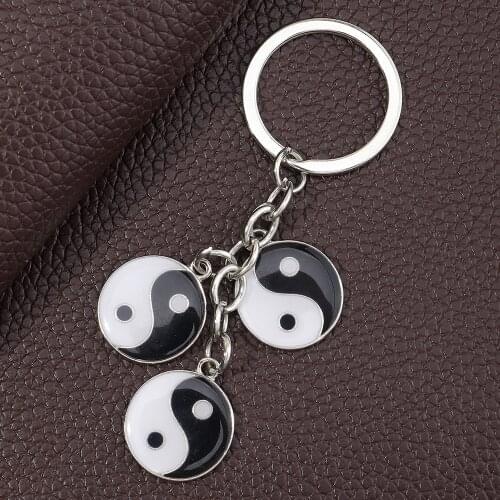 Fashion Tai Chi Keychain for Women Vintage Round China Ying Yang Key Chains Men Car Key Rings Girl Bag Pendant Keychains Jewelry