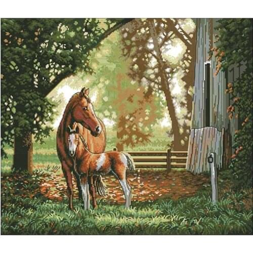 Horse mother and son patterns Counted Cross Stitch 11CT 14CT 18CT DIY Cross Stitch Kits Embroidery Needlework Sets home decor