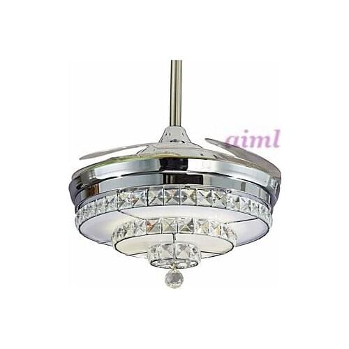 36inch 90cm 42inch 107cm Invisible k9 Crystal Ceiling Fan Modern/Contemporary Living Room Remote Control Led Fan 85-265v