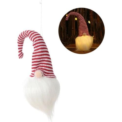 Gnome Night Light Striped Hat Design Plush Swedish Santa Christmas Hanging Pendant Holiday Lighting Decorations