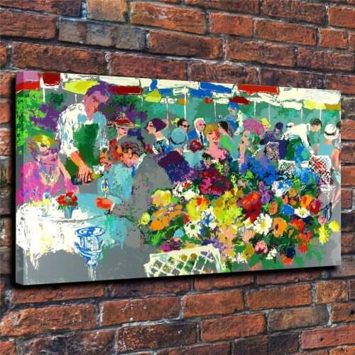 LeRoy Neiman HD Print Modern Abstract Bistro Garden Oil Painting on Canvas Poster Wall Art Picture for Living Room Home Decor