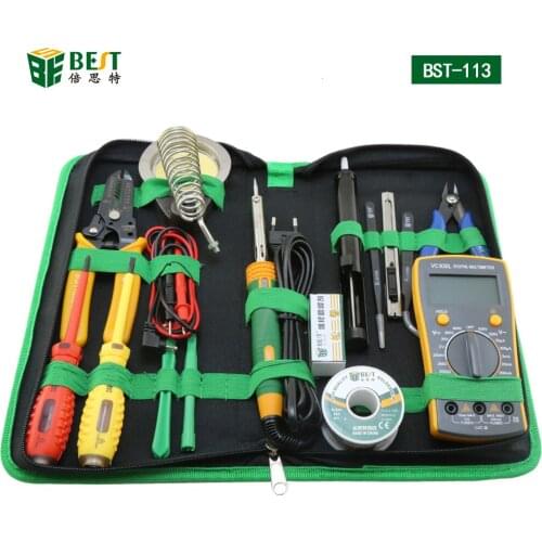16 in 1 Household Professional Tool with Screwdrivers Soldering Iron Multimeter and Tweezers for Phone Laptop PC repair BST-113