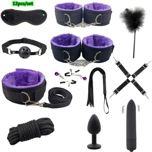 Sex Products Erotic Sex Toys for Adults Bdsm Sex Bondage Kits Handcuffs Anal Plug Vibrator Whip Adult Games Sex Toys for Women