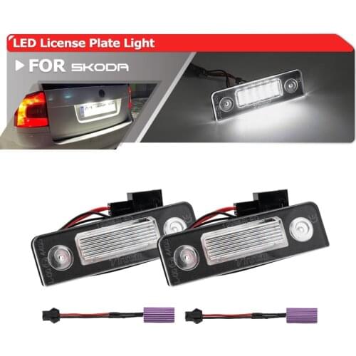 2x Canbus Led License Plate Lights For Skoda Octavia II Facelift 2009-2012 Roomster 5J 2006-2010 Auto Rear Tag Lamps