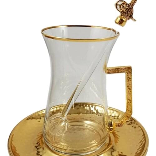 Turkish 6 Personality Tea and Coffee Presentation Set 6 Personality Coffee Authentic Processing Ottoman Turkish Tea Set Elegant Presentation Set 18 piece Gold