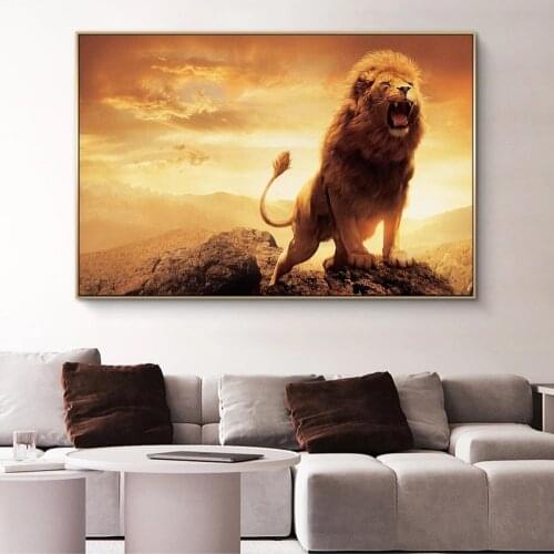 African Wild Lion Wall Art Canvas Posters And Prints Roaring Lion Canvas Paintings on the Wall Decor Animals Art Pictures Cuadro