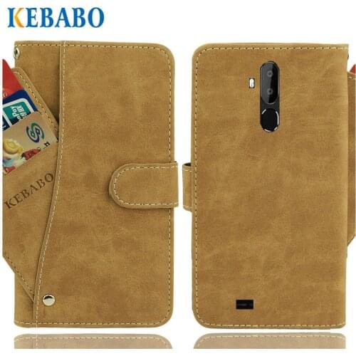 Vintage Leather Wallet Oukitel C12 Pro Case 6.18" Flip Luxury 3 Front Card Slots Cover Magnet Stand Phone Protective Bags