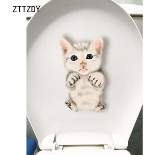 ZTTZDY 13.7*21CM Little Cat Toilet Wall Sticker Decal Living Room Home Decoration T3-0328