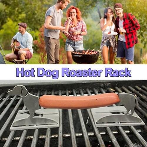 1Set Foldable Grill Creative Dog Shape Barbecue Rack Hot Dog Roaster Rack Outdoor BBQ Supplies Barbecue Accessories BBQTools