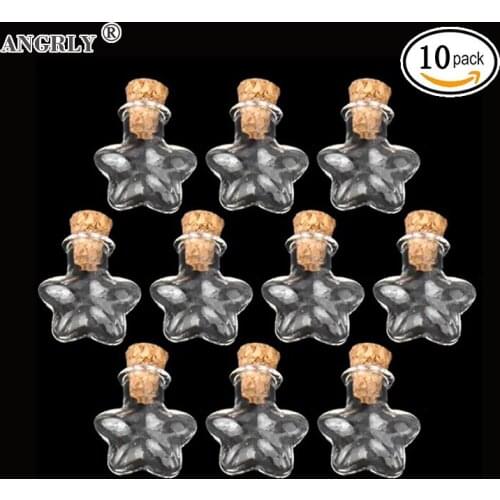 10 pcs Mini Wish Note Glass Bottles Pendant Empty Tiny Clear Wishing Message Jars with Cork Wedding Decoration (Transparent)