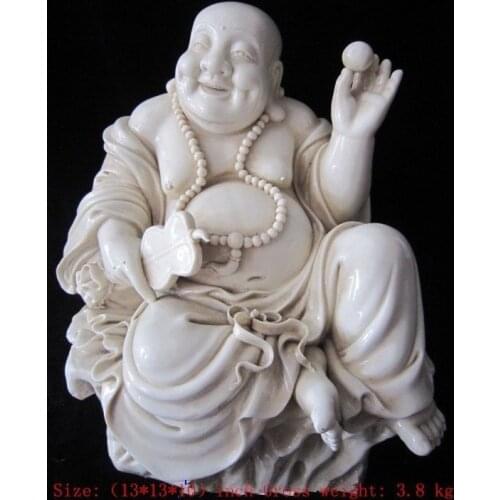 13inch/ dehua white porcelain comfortable laughing Buddha in China, big Buddha