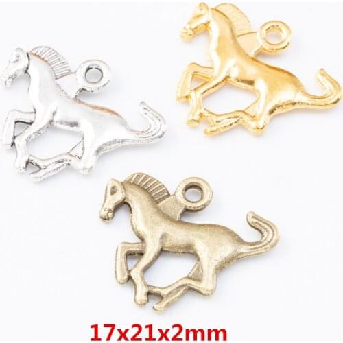 50 pieces of retro metal zinc alloy horse pendant for DIY handmade jewelry necklace making 7796