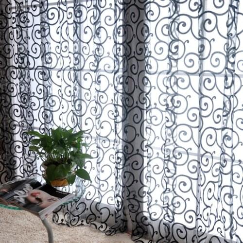 6 Colors Popular literature and art Retro Sweet Floral Tulle Door Window Curtains Drape Sheer Hollow Out Curtain