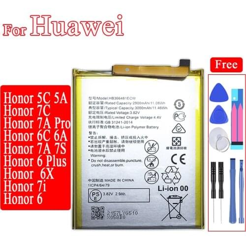 HB366481ECW Mobile Phone Battery for Huawei Honor 5C 7C 7A Pro 6C 6A 7A 7S 6 7i 6X 7 6 Plus PE TL20 UL00 TL10 CL00 Battery
