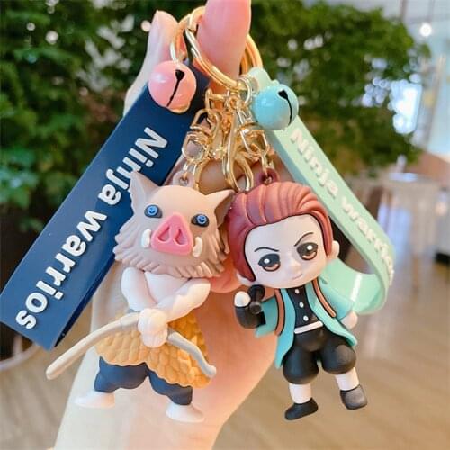Anime Demon Slayer Toys Tanjiro Nezuko Hashibira Inosuke Keychian Children Toys Cute To Agatsuma Zenitsu Keychian Girls Gifts