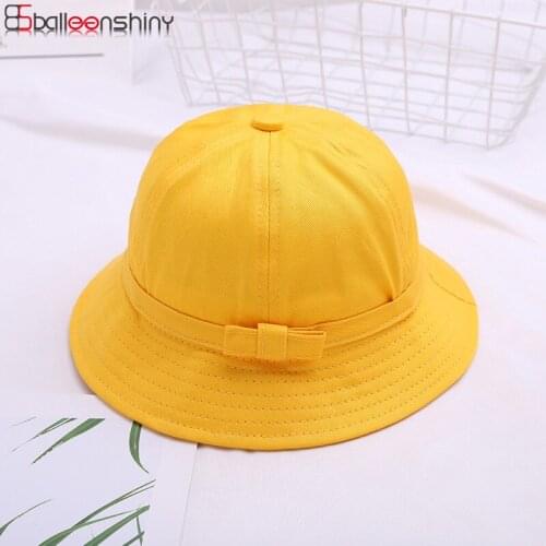 BalleenShiny Childrens Sun Prevent Hat Summer Foldable Bucket Hat Yellow Baby Kid Student Cute Fisherman Hat Cotton Cap Sun Hat