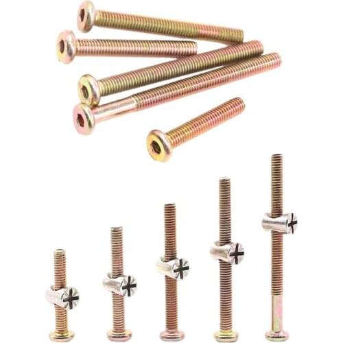 100Pcs Furniture Crib Bolts with Barrel Nuts Assortment Kit for Furniture, Cots, Baby Beds, Crib 40Mm / 50Mm / 60Mm / 70Mm / 80M