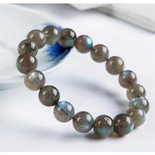 Genuine Natural Ice Labradorite Rainbow Light Round Beads Bracelet 11mm
