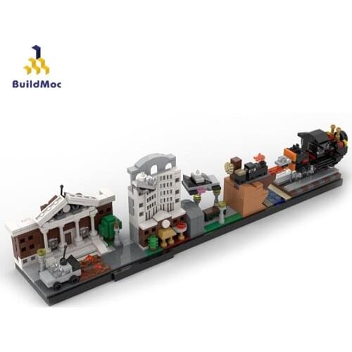 Buildmoc City Buildings Street View Back to the future skyline Architecture City Creator Expert Building Blocks Kids Toys Gifts