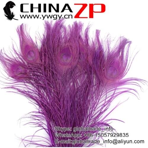 CHINAZP Factory 500pcs/lot Size 10-12inch(25-30cm) Decorative Full Eye Dyed Purple Peacock Feathers