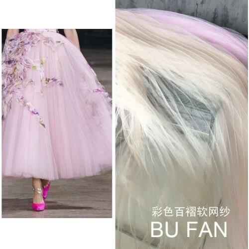 Color pleated pleated yarn stripe crushed stretch lace fashion designer fabrics perspective organ folding gauze