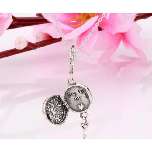 S925 Sterling Silver Pendant Key Love Key Swing Beads Fit Original Charms Necklace