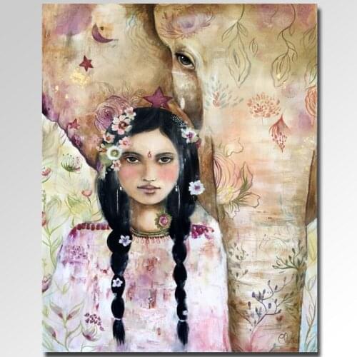 Home Decor DIY Diamond Embroidery Elephant 5D Resin Diamond Painting Girl and elephant Cross Stitch Square Mosaic Needlework