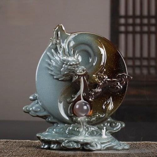 F Gradient Dragon Backflow Incense Burner Ceramic Zen Buddhist Altar Table Burners Crafts Decorations for Home Wax Melt Burner