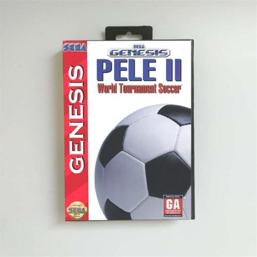 Pele II 2 World Tournament Soccer - USA Cover With Retail Box 16 Bit MD Game Card for Sega Megadrive Genesis Video Game Console
