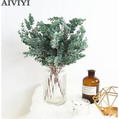 Artificial plant eucalyptus money leaf plastic flower decoration green plant wall fittings flower arrangement bunch of leaves