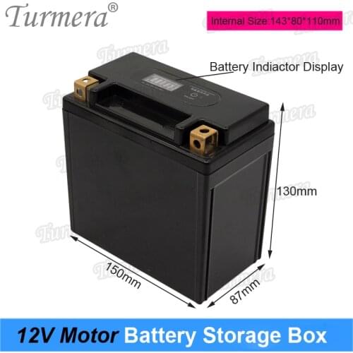 Turmera 12V 24V Battery Storage Box Empty Shell with Indicator for 12Ah to 30Ah Motorcycle Battery or Uninterrupted Power Supply