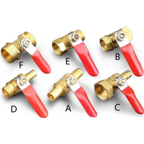 Brass Water Oil Air Gas Fuel Line Shutoff Ball Valve Pipe Fittings Pneumatic Connector Controller Handle 6-12MM Hose Barb Inline