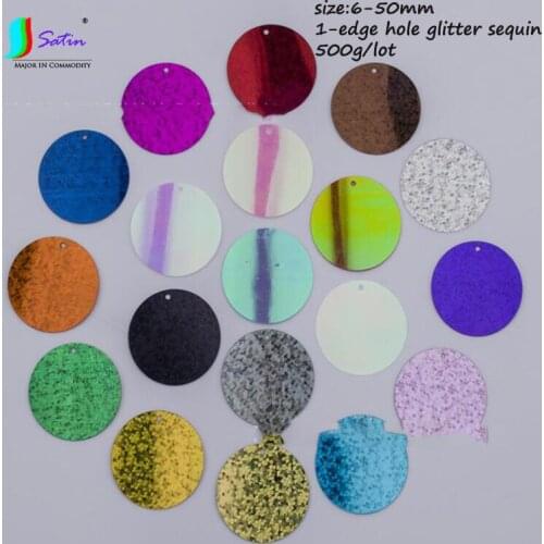 Diy Wholesale 1-edge Hole Laser Round Colorful Glitter Sequin Size 6-50mm Dress Clothes Stage Background Decorative Laser Sequin