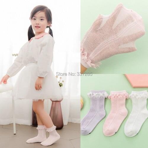Summer Baby girl cotton thin mesh socks cute princess lace hollow out kids sock for toddler child breathable fashion infant sock