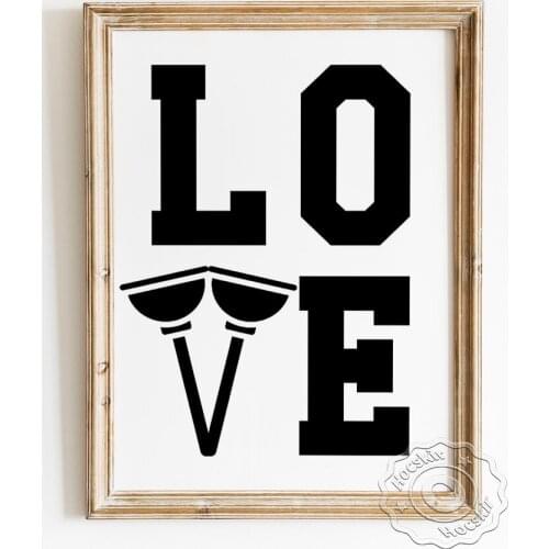 Love English Letter Toilet Creativity Poster, Funy Plunger Restroom Art Prints, Minimalism Lavatory Black And White Home Decor