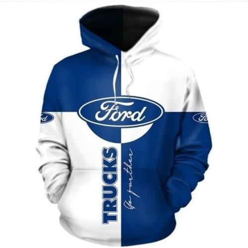 2021 New Mens Spring and Autumn Ford Logo 3D Hoodie Casual Fashion Harajuku Hoodie