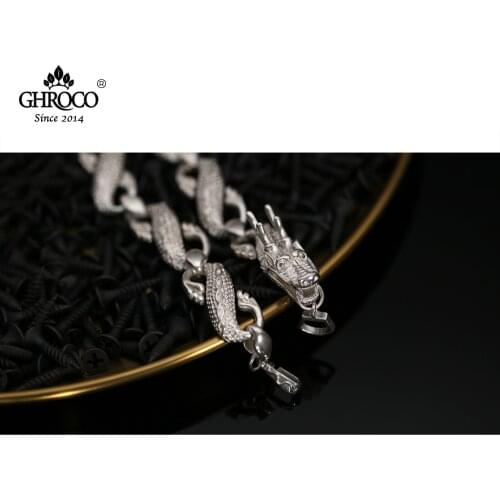 CHROCO S925 Tibetan Silver Mens Dragon Bracelet, Trendy, Fashion，Hip-Hop, Punk, Rock Style for Motorcycle Rider & Music Party