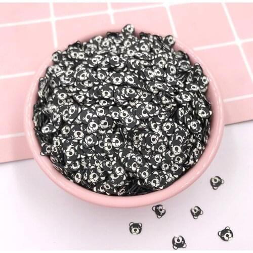 100g Black Bear Soft Clay Sprinkles for Crafts Nail Art Decoration Polymer Cute Animal Slice DIY Slime Filling Accessories