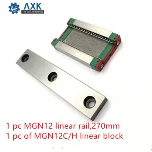 Linear Carriage Guide Axk 270mm Rail Set Mgn12 Cnc 1 Pc Rail,270mm Motion Guideway Bearing Steel Printer Cutter 12mm For A Axis