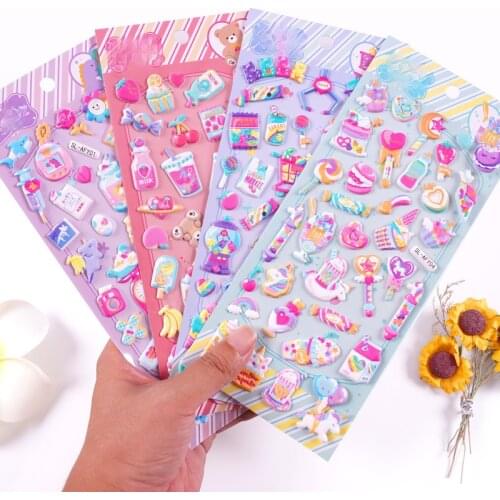 New Arrival Cute Sweet Candy 3D Puffy Cute Stickers Scrapbooking Diy Journaling Sticker Kawaii Stationery Sticker Art Supplies