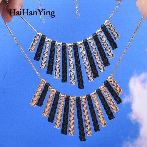 New metal geometric tassel two-color luxury Clavicle chain for women fashion personality statement jewelry party necklace