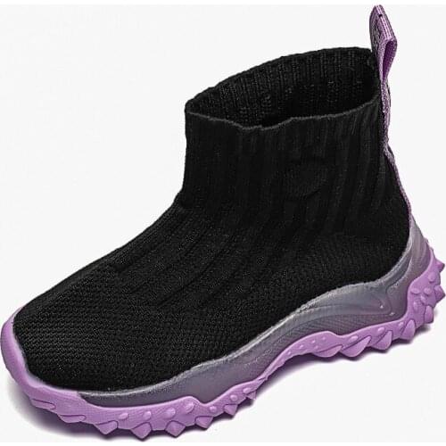 2021 Autumn New Childrens Shoes Wool Knitted Socks Shoes Boys and Girls Running with LED Fashion Hot All-match Sneakers 21-30