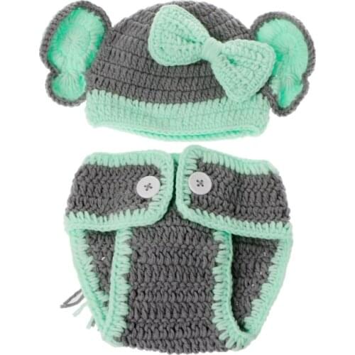 Newborn Lovely Elephant Costume Handmade Knitting Studio Photography Props