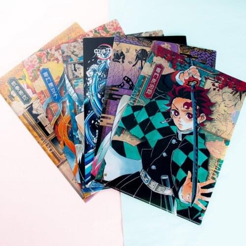 Anime Demon Slayer Kimetsu no Yaiba File Folder Kamado Tanjirou Nezuko Document Folder Stuff Portfolio School Office Stationery