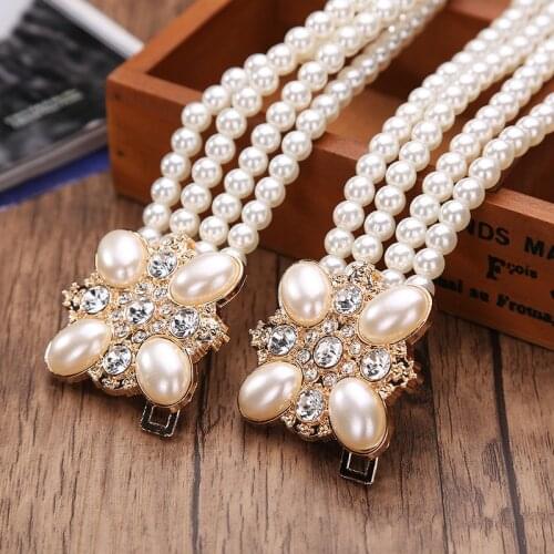 Waist Art Fashion Designer High Quality Womens Fashion Pearl Elastic Belt Ladies Diamond-studded Fashion Pearl Decorative Strap