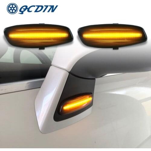 QCDIN For Peugeot 207 308 RCZ Citroen C4 C5 Flowing Amber LED Side Turn Signal For Citroen C4 Picasso 2006-2015 C3 2009-2017 DS3