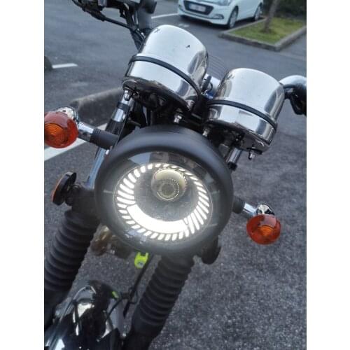 Retro 6.5 LED Motorcycle Headlight DRL Motobike Headlamp Bracket Fog High Low Beam Bulb for Cafe Racer Bobber Motor Head Light