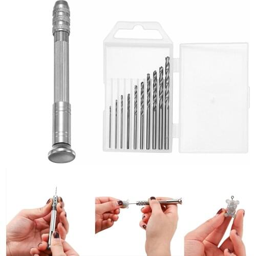 1set 0.8-3.0mm Jewelry Craft Hand Pin Hole Drill Jewelers Drilling Reamer Chuck Clamp Mini Hand Twist Drill For Resin Mold Tools