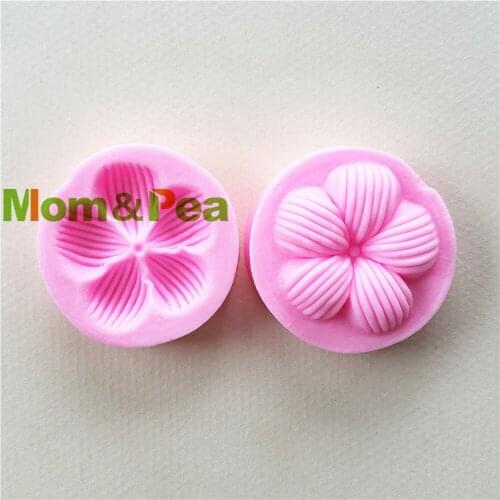 Mom&Pea 1150 Free Shipping Flower Shaped Press Silicone Mold Cake Decoration Fondant Cake 3D Mold Food Grade Pink